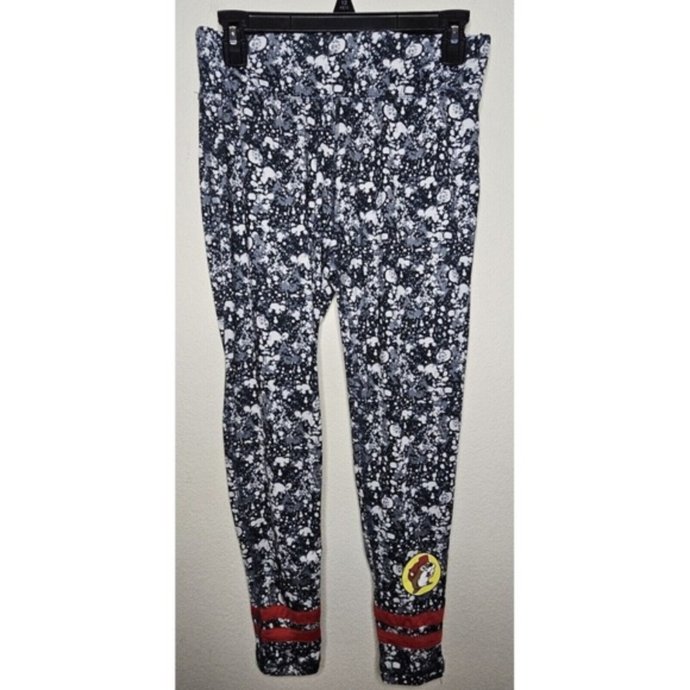 Buc-ees Black Gray White Geometric Athletic Leggings Womens‎ Size Medium